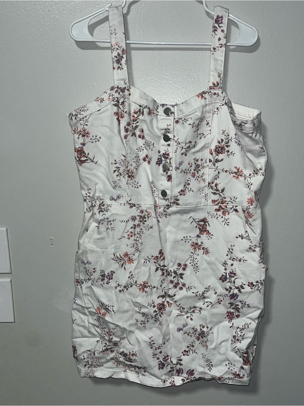 No Boundaries White Floral Button-Front Mini Dress